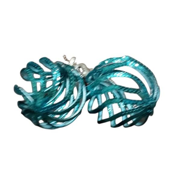 Blue Set Of 2 Sequin Bling Teardrop Swirled Christmas Holiday Ornaments, 6" - Picture 4 of 4